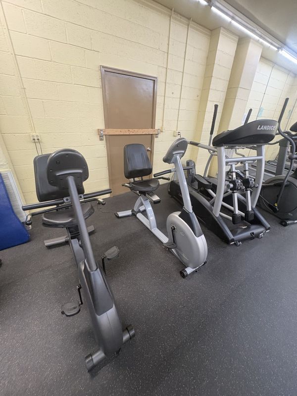 Exercise bikes near the window
